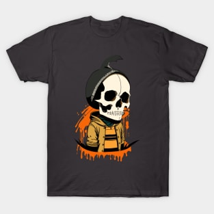 an illustration of a skull in a hat T-Shirt